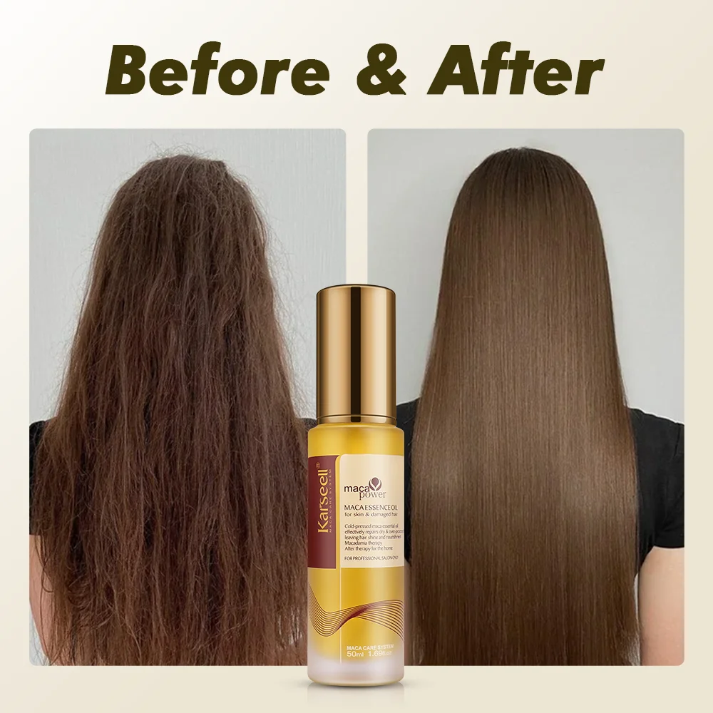 Karseell 50ml aceite de argán marroquí para la curación del cabello aceite de argán prensado en frío sin peso suero para el cabello seco y dañado