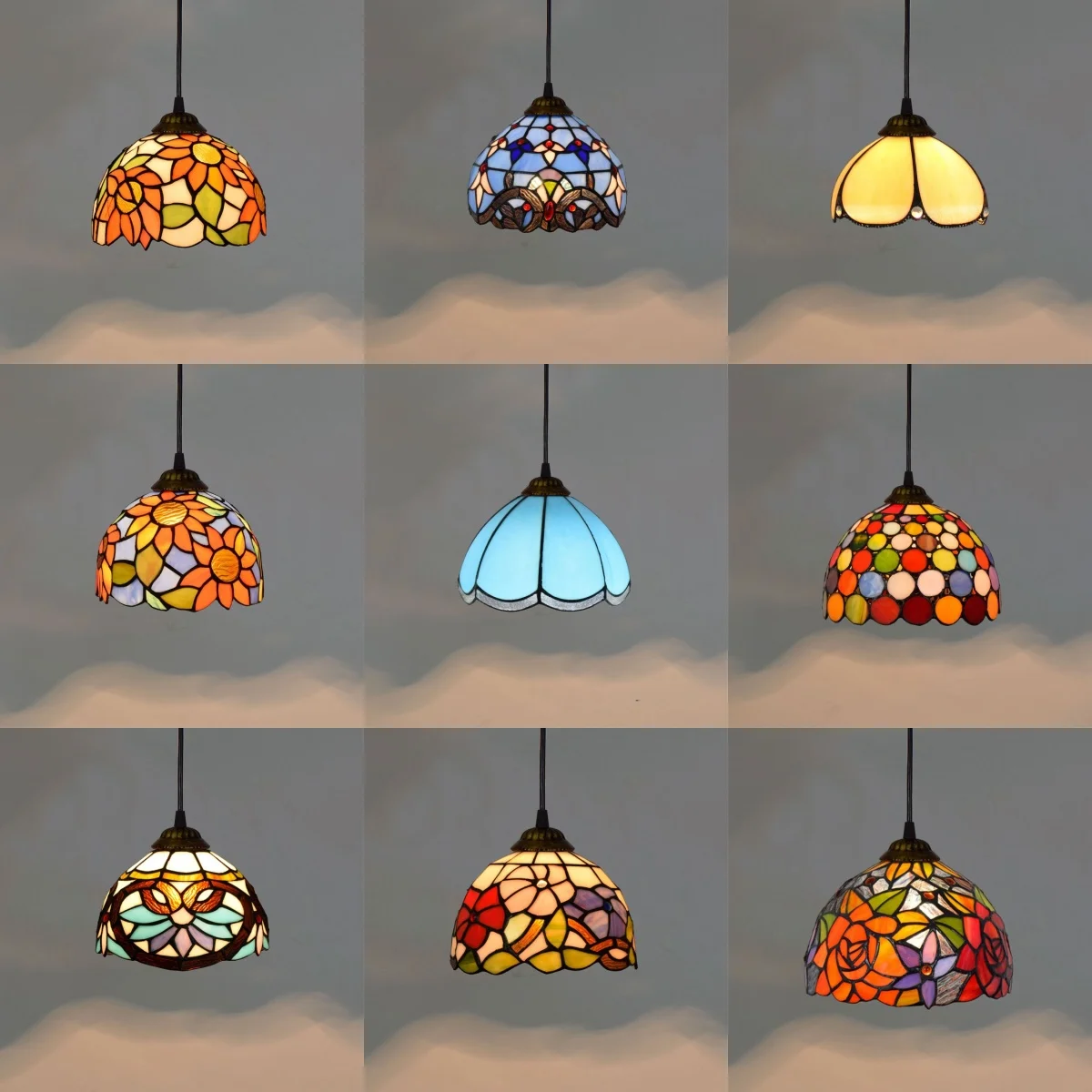Lámpara colgante de vitral europeo de 20cm/8 pulgadas, candelabros de comedor, luz colgante, accesorio de iluminación para dormitorio, decoración del hogar