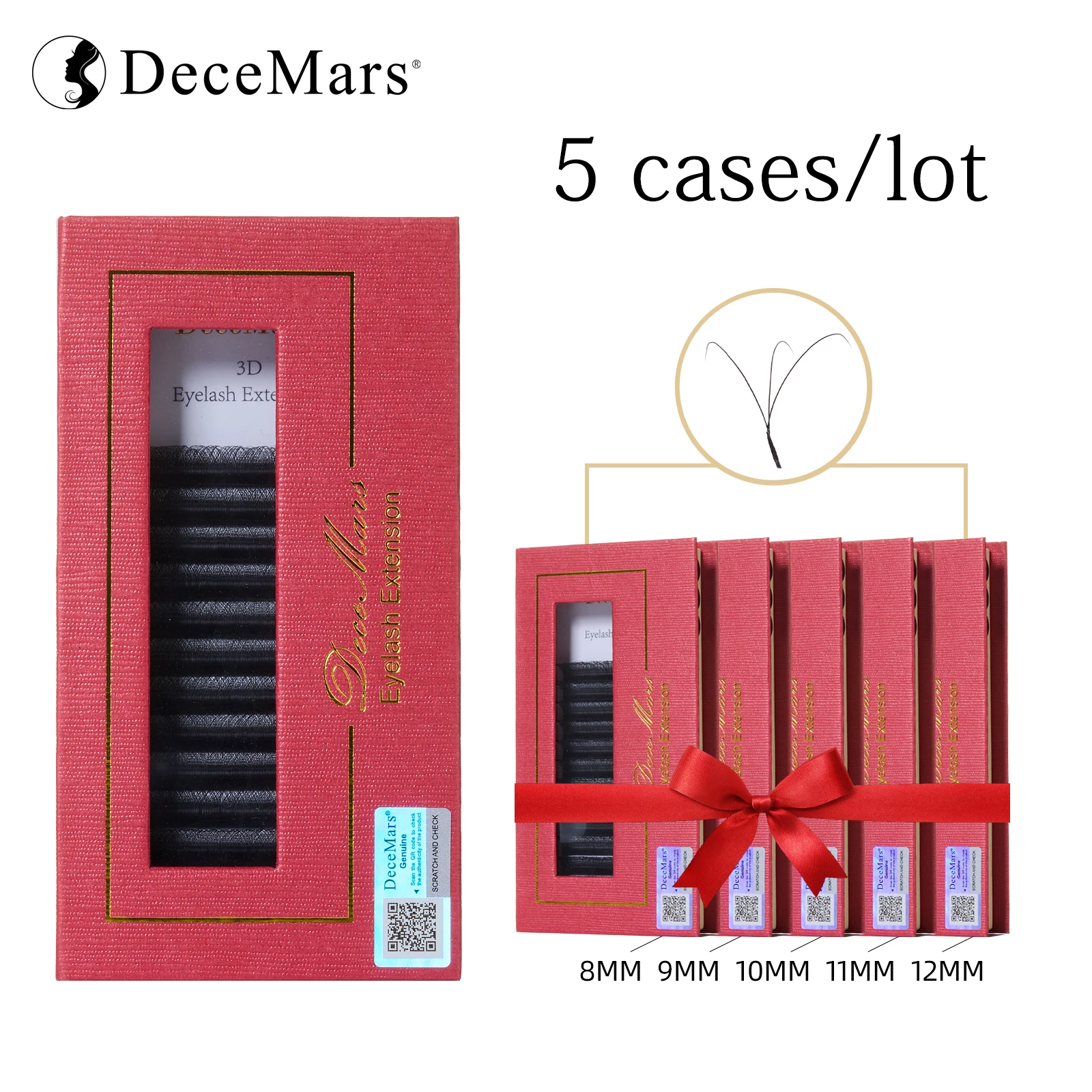 Extensiones de Pestañas DeceMars, 5 Estuches, Extensiones de Pestañas 3D en Forma de W