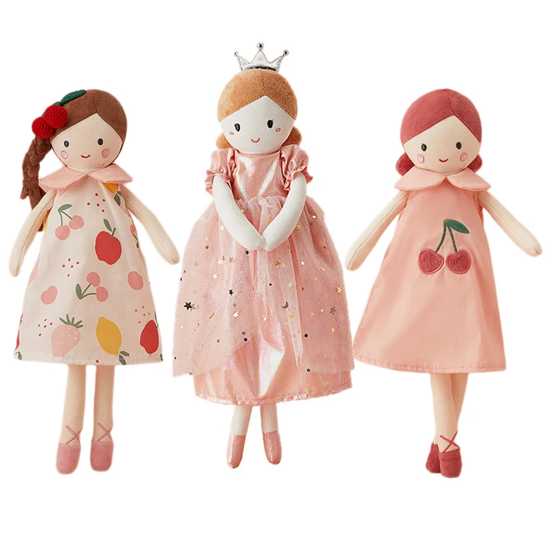 Vestido rosa de 35/38CM para niña, juguete de peluche suave, corona de princesa, muñeca de niña de peluche, muñeca de decoración del hogar de estilo nórdico, regalo de cumpleaños para niños, juguetes