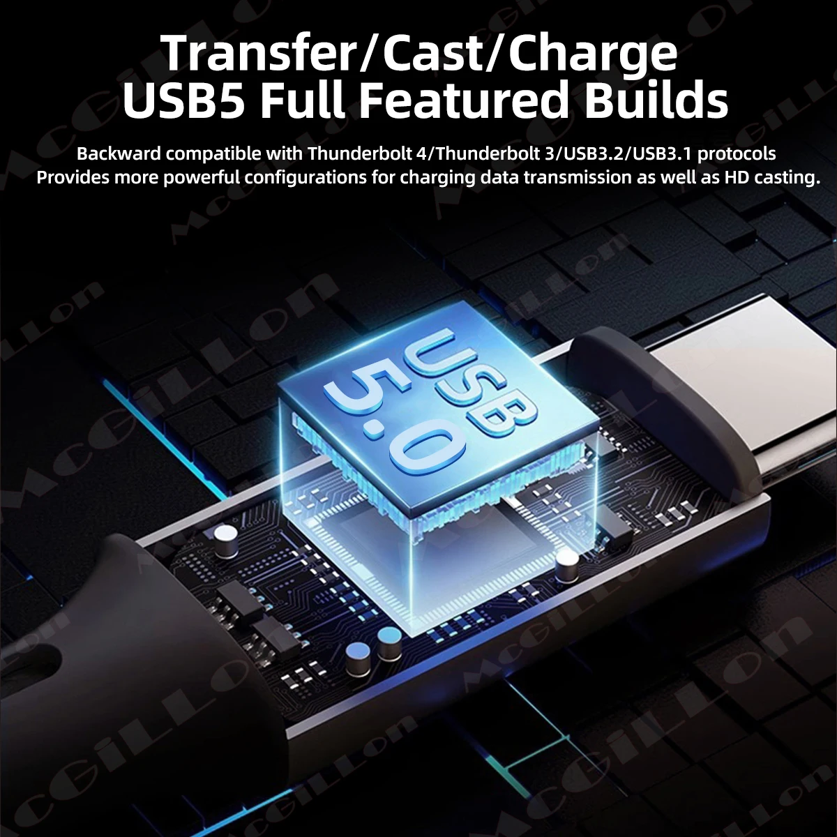 Cable USB5 de 80 Gbps y 240 W 8K para Thunderbolt 5 Tipo C, Carga Rápida Thunderbolt 4, USB 5.0, Cable de Transferencia de Datos USB-C a C para Portátil