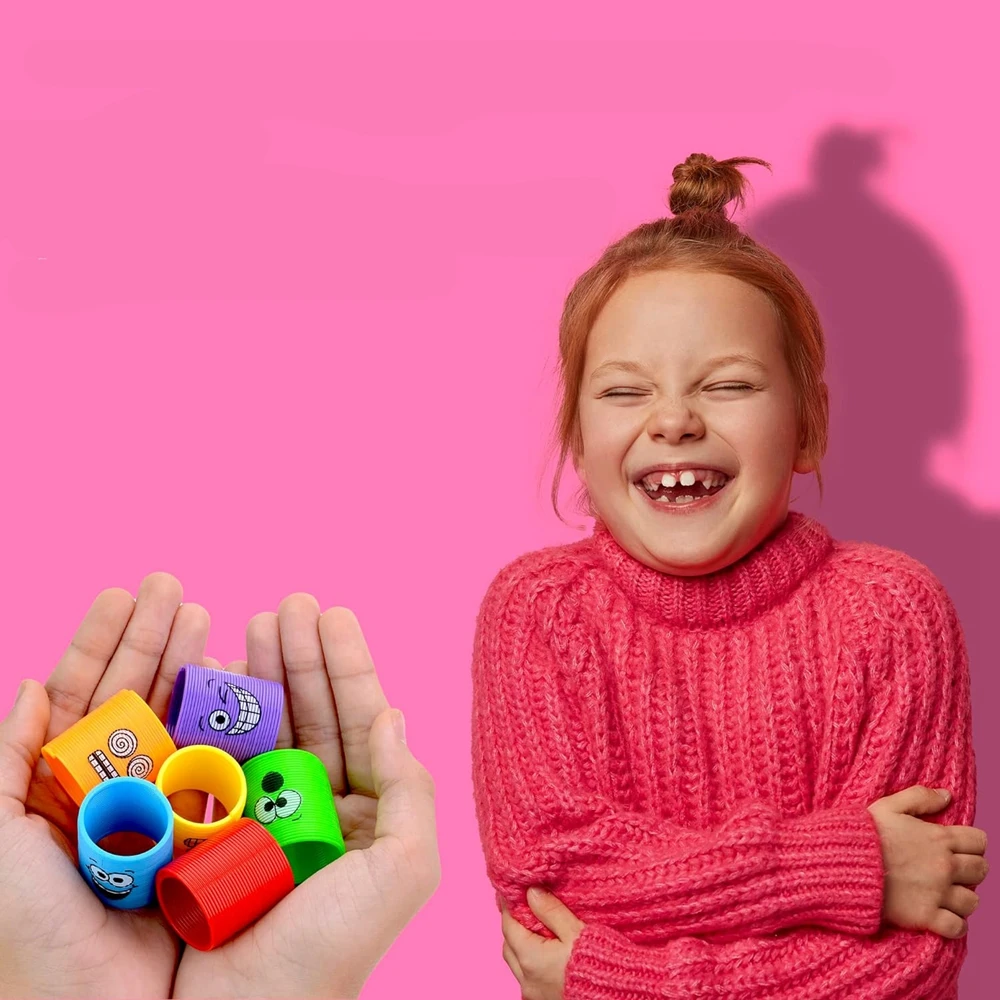 12 Uds. Para niños, niñas, niños, cara sonriente, primavera, arcoíris, magia, antiestrés, resortes en espiral, Mini juguetes a granel, juguetes de recuerdo de fiesta