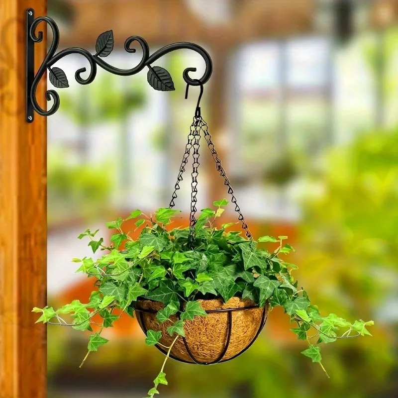 Ganchos para plantas con soporte de pared de hierro forjado rústico, perchas de Metal para colgar plantas de interior y exterior, macetas, comederos para pájaros, 2 uds.