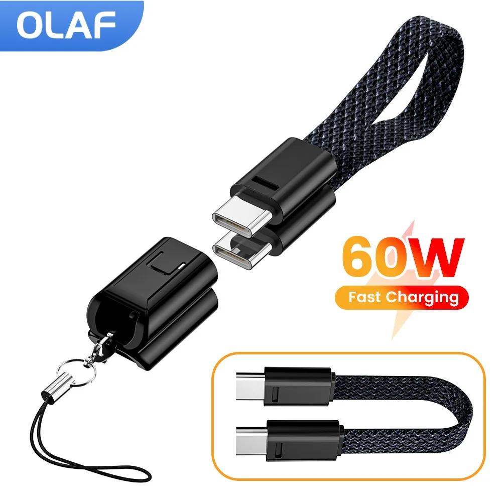 Cable corto de 60W tipo C a tipo C Cable de carga rápida 27W USB C IOS Cable trenzado para Iphone 14 15 16 Xiaomi Samsung Power Bank