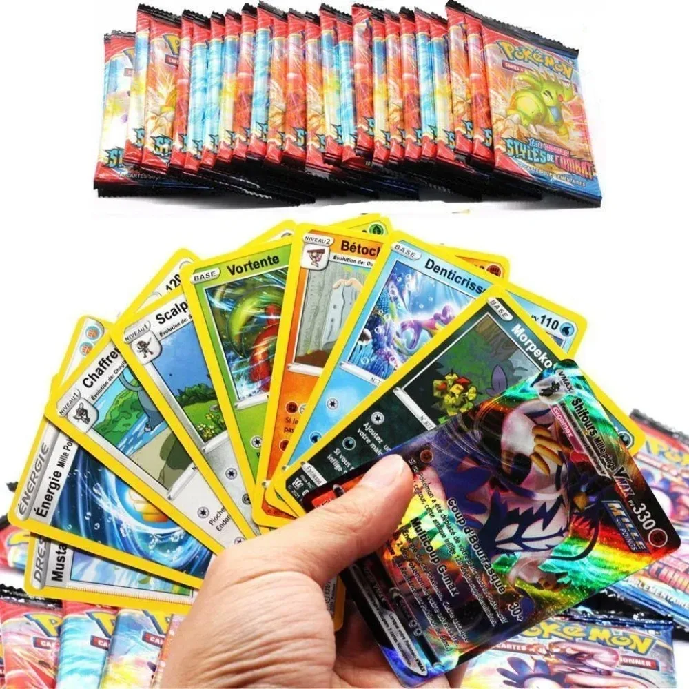 Divertido 4 paquetes de 40 Uds. De tarjetas de Pokémon violeta escarlata, evolución prismática, refuerzo en inglés, colección comercial de batalla, regalo para niños