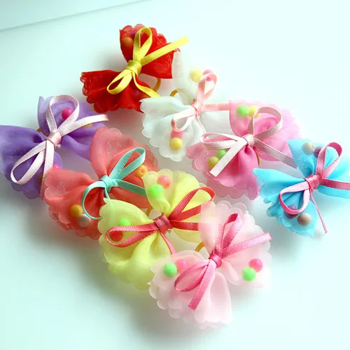10 uds/20 piezas/30 Uds. Venta al por mayor lazos para el pelo de mascotas lazos para perros bandas de goma con accesorios para perros pequeños suministros para mascotas