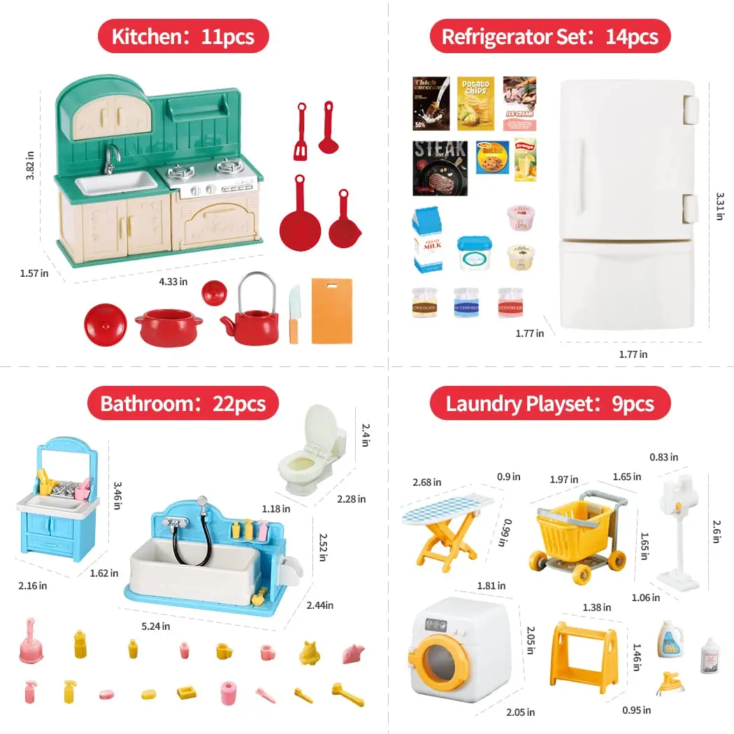 Casa de muñecas 1:12, muebles en miniatura, cocina, juguete, mesa de comedor, accesorios para casa de muñecas, dormitorio Montessori, baño para regalo de niña