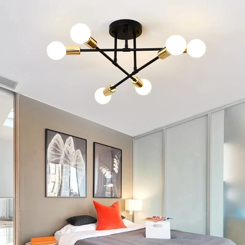 Lámpara de techo de luz colgante minimalista nórdica, lámpara LED adecuada para dormitorios, salas de estar, decoración de iluminación de oro negro