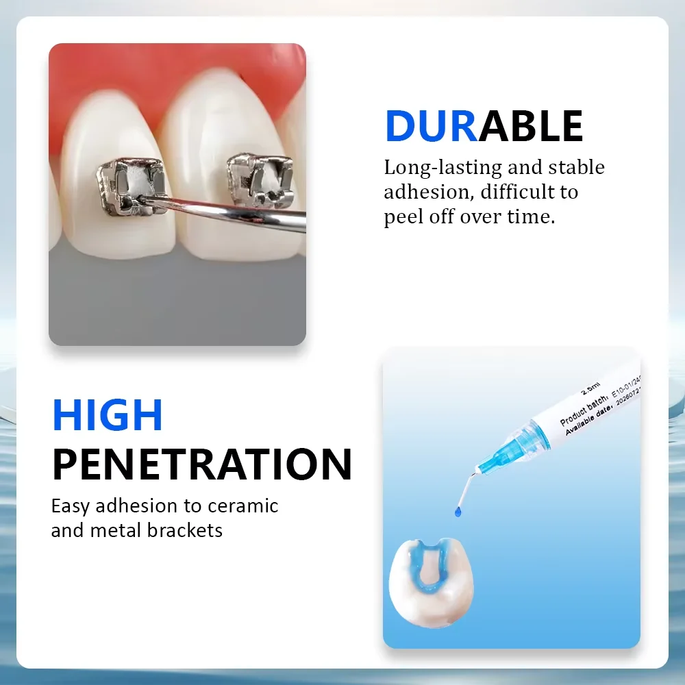 Kit de pegamento de soportes de curado ligero adhesivo de ortodoncia Dental para soportes de ortodoncia sistema de unión directa pegamento azul