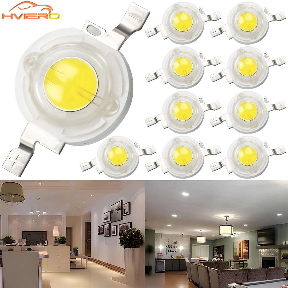 10 Uds DC 3V 3W diodo emisor de luz de alta potencia LED Chip SMD luces emisor de cuentas blanco rojo verde azul amarillo bombilla diodos lámparas