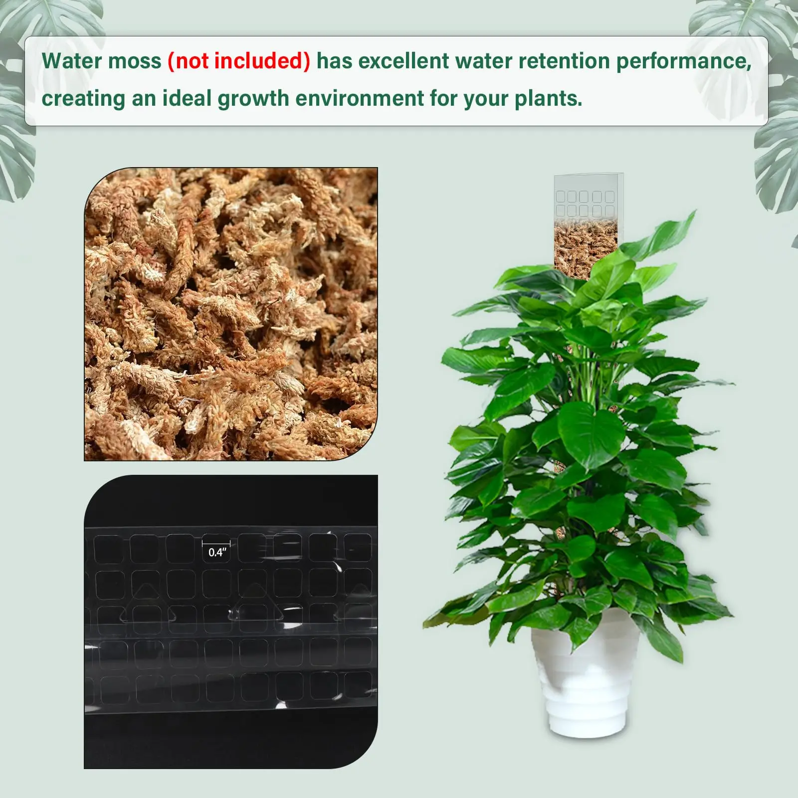 Soporte de Plástico para Plantas Trepadoras de Interior, Tutor para Plantas, Varilla de Musgo para el Crecimiento de Plantas, Accesorios de Soporte para Jardín