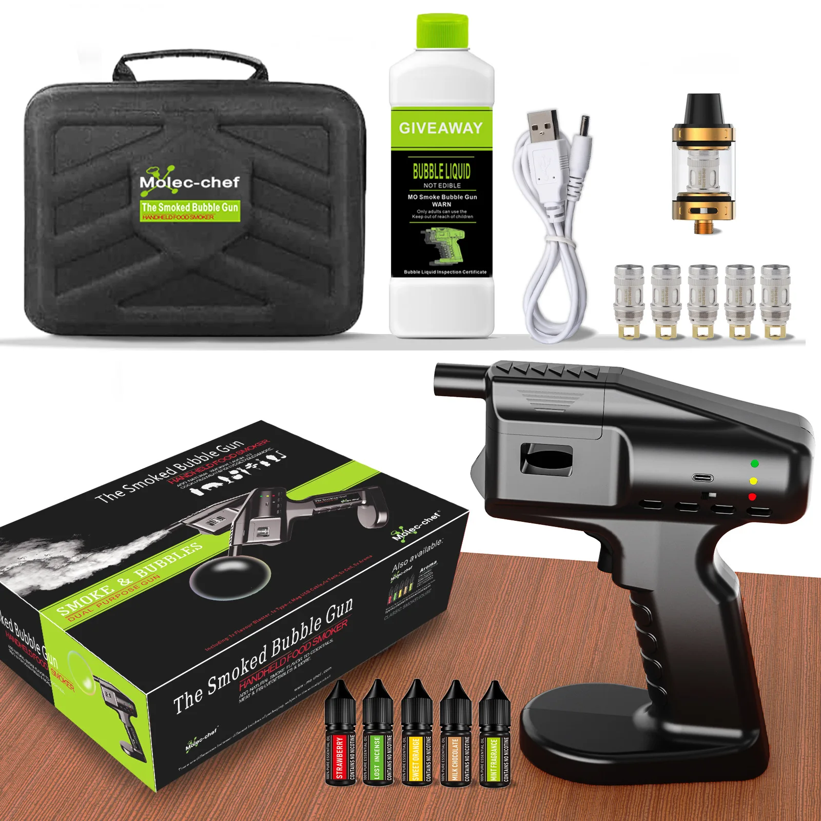 Blaster de sabor para fumar, ahumador de cócteles, pistola de burbujas, Kit de barman, accesorios de comida para fumar, elaboración casera y vino, artículos de bar