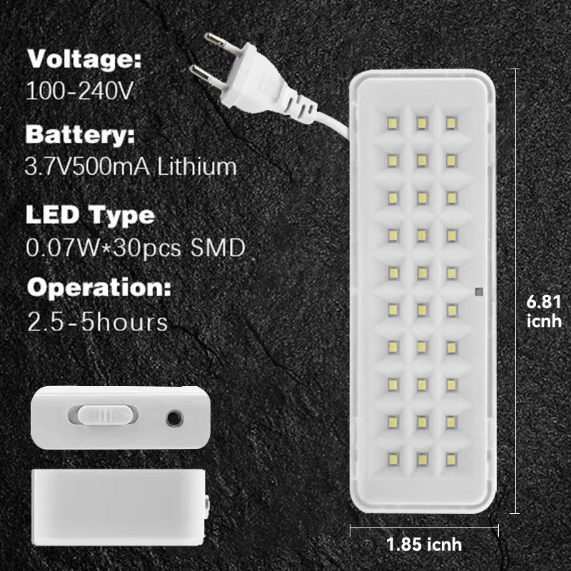 Luz de Emergencia LED Mejorada y Más Brillante de 30/60 LED, 2 Modos, Luminaria de Seguridad Recargable de Montaje en Pared para Protección Contra Incendios en el Hogar