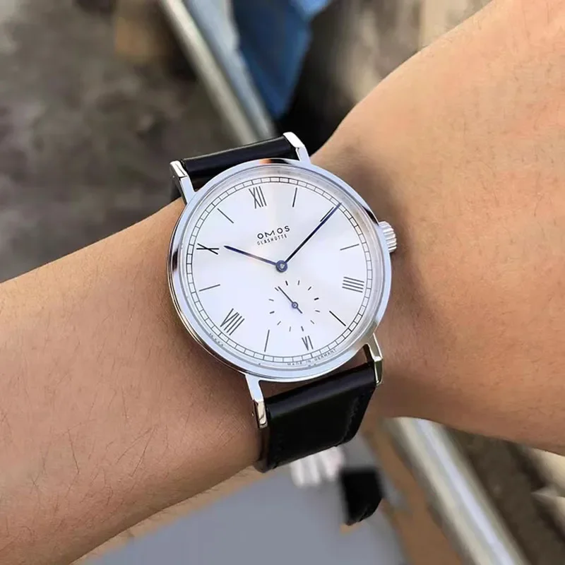 Reloj mecánico automático para hombre de 38 mm adecuado para movimiento de cuerda automática Seagull ST1701, reloj de pulsera con parte trasera transparente resistente al agua.