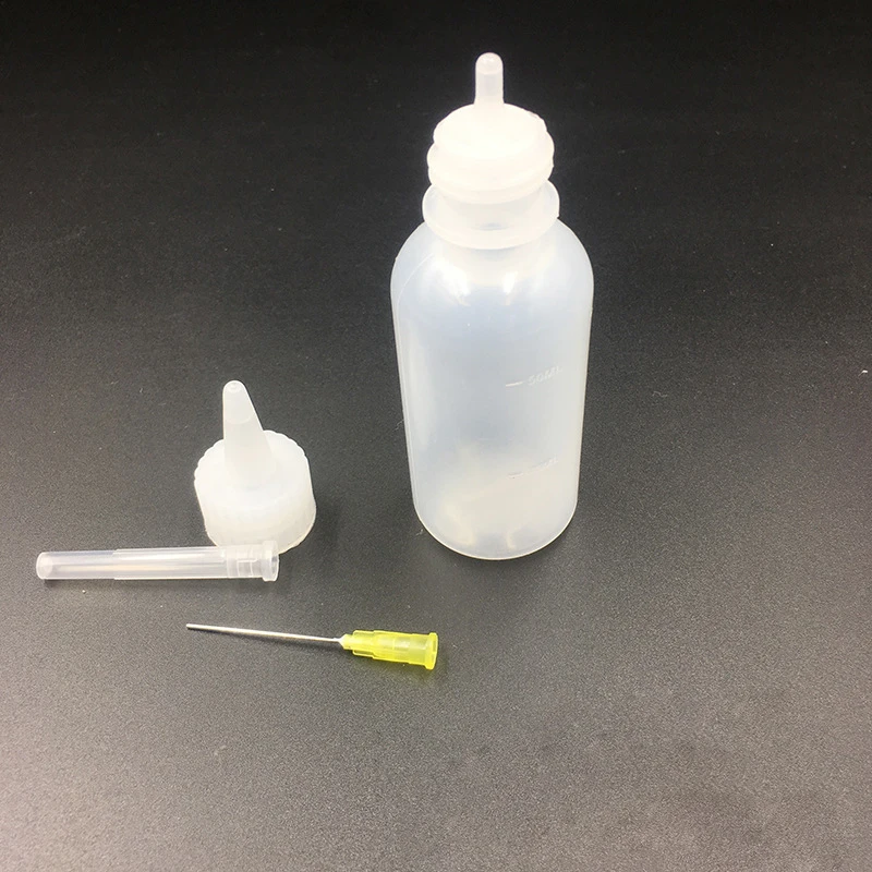 Botella de Plástico Transparente de 50 ml con Aguja, Dispensador de Resina Líquida, Alcohol, Pasta de Soldadura para Limpieza de PCB de Teléfonos, Reparación de Soldaduras