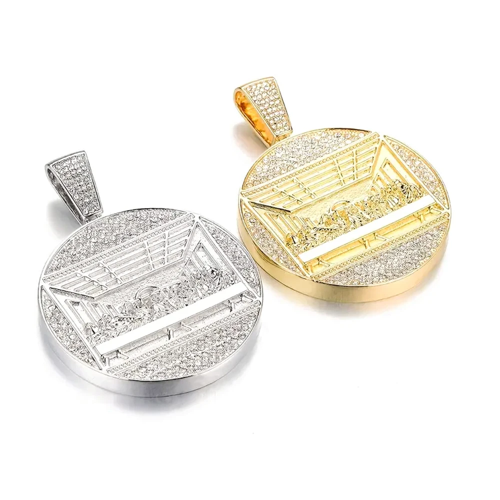 Nuevo colgante de última cena, collar de cadena cubana con cadena helada de 14mm, moda Hip Hop, colgante para hombres, collares de tenis, joyería