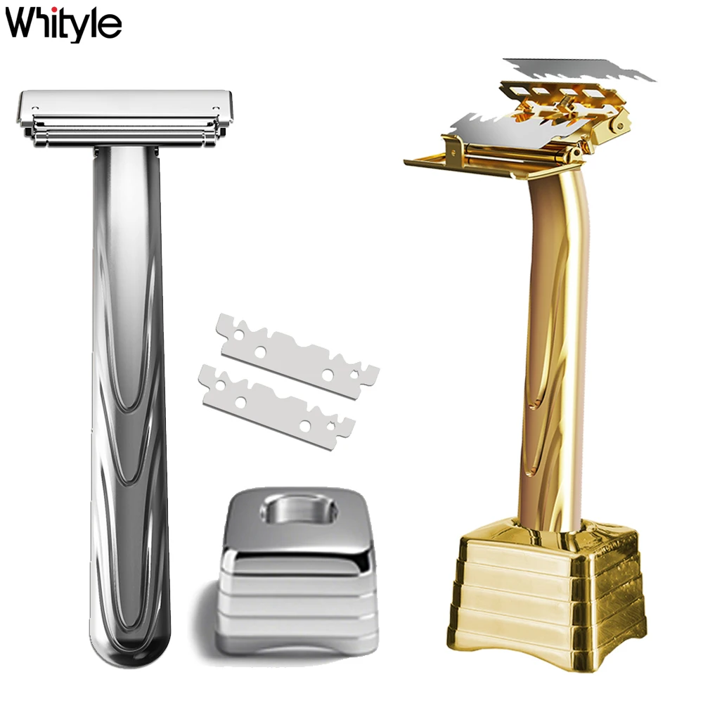 Whityle 21TS Glide Pro 4D Afeitadora de afeitar súper seguridad con soporte para hombre y mujer Haft One Blade Caja de regalo de maquinilla de afeitar de metal ecológica