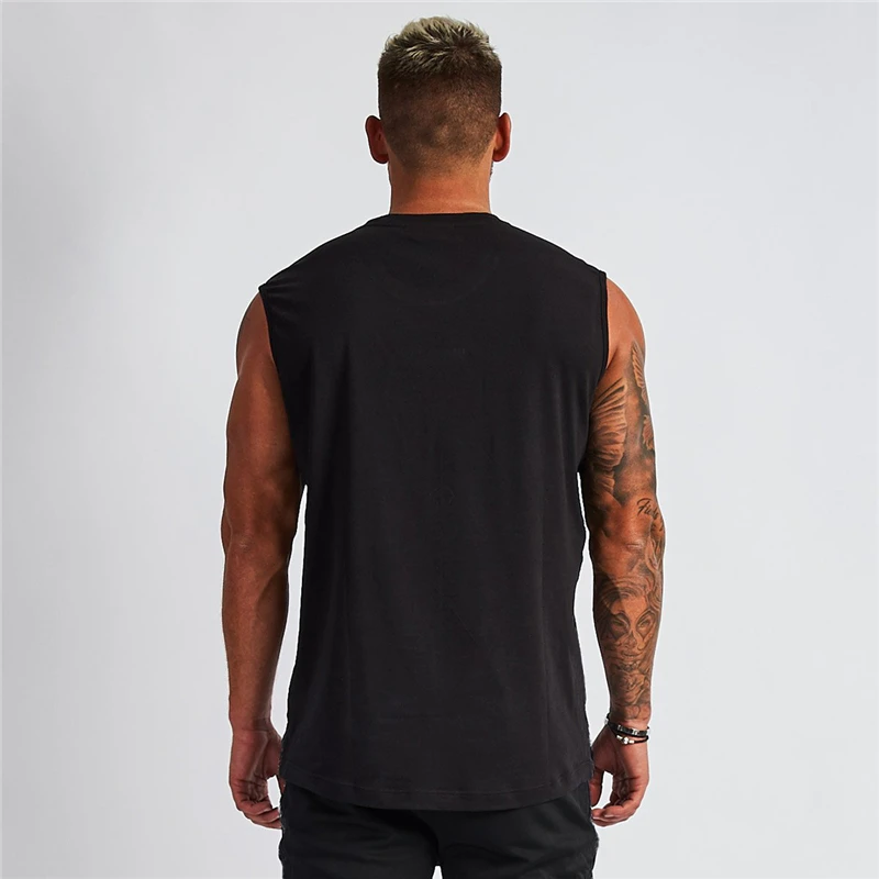 Camisetas sin mangas transpirables de algodón con cuello en V para hombre, camisetas sin mangas para gimnasio, entrenamiento, correr, deporte, Fitness, culturismo, ropa muscular, verano