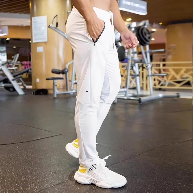 Pantalones Deportivos de Otoño para Hombre, Transpirables, de Spandex, para Correr, Entrenamiento, Gimnasio, Ropa Deportiva Elástica de Secado Rápido, con Bolsillos con Cierre