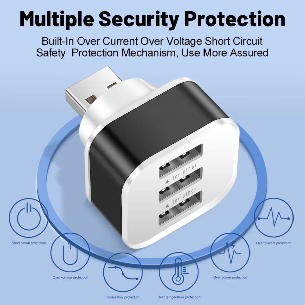 3 Puerto USB Ranuras Adaptador USB 3 en 1 2,0 Multple USB Interfaz Extensor Auto Electronics Accesorios