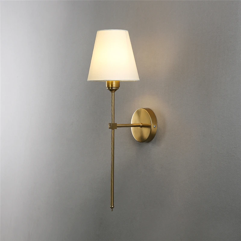 Lámpara de pared americana moderna para espejo de baño, decoración de dormitorio, pasillo, aplique con pantalla de tela, 100V-220V, cableado directo