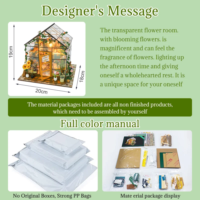 Kit de casa de muñecas DIY, Mini Casa de flores hecha a mano, ensamblaje de rompecabezas 3D, juguetes de construcción, decoración del dormitorio del hogar con muebles, casas de muñecas