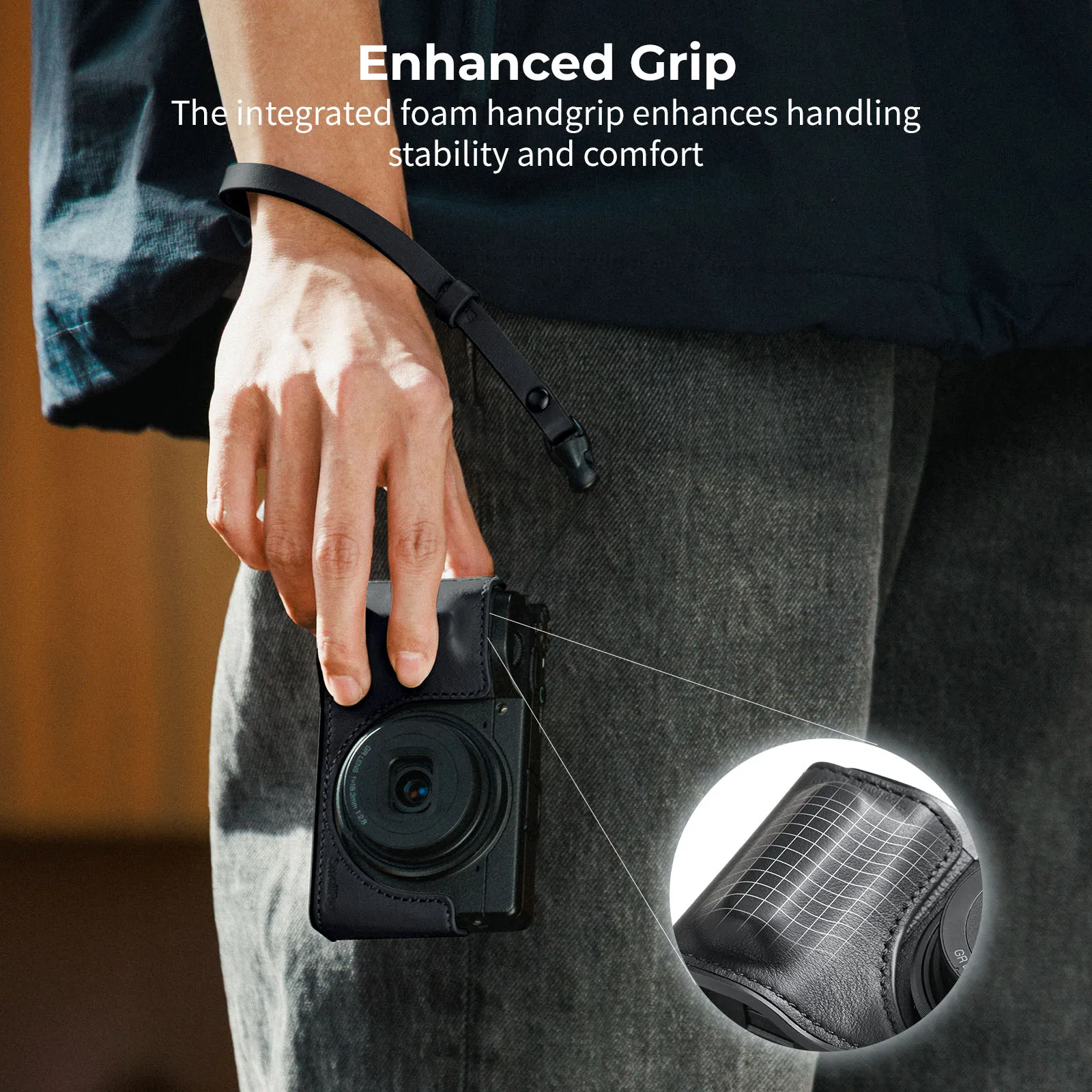 Funda de Cuero SmallRig GR IV, Kit de Funda para Cámara RICOH GR IV / GR III / GR IIIx / GR III HDF / GR IIIx HDF, Negro/Gris/Rojo