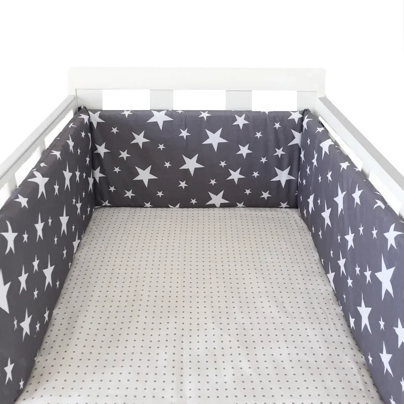 Parachoques gruesos para cama de bebé con estrellas nórdicas, diseño de cremallera, cojín para cuna alrededor de una pieza, almohadas protectoras para cuna de 200x30 CM