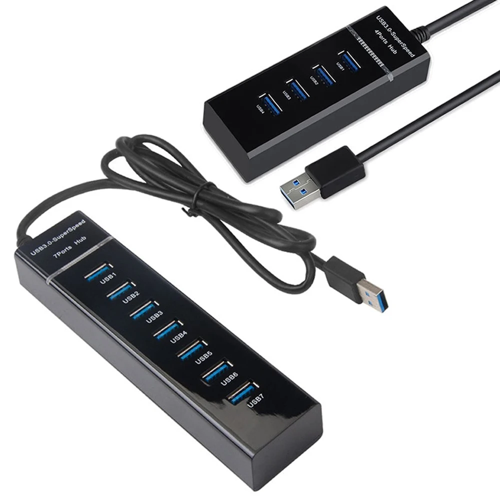 Cable adaptador divisor USB 3,0 de 4/7 puertos, longitud de 30/120cm para PC de escritorio, Mac, portátil, teclado, ratón, disco duro móvil