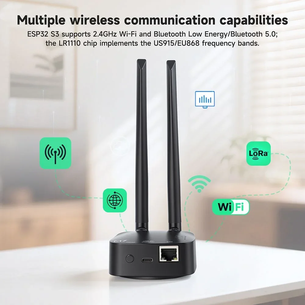 ThinkNode M7 Meshtastic - Gateway de Comunicación Inalámbrica con Soporte de Alimentación PoE, Antena Incluida, con Tecnología ESP32-S3 LR1110