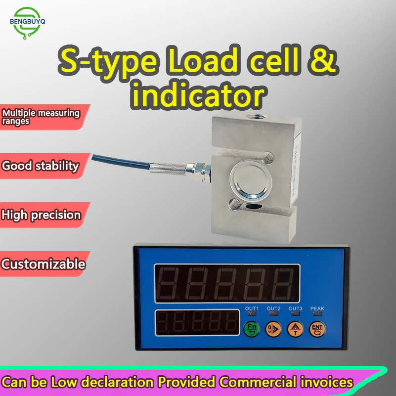 Célula de carga de compresión de tensión en forma de S tipo S y sensor de alta precisión con indicador de 24 V y 220 V, resistente al agua IP66, para tolva de grúa