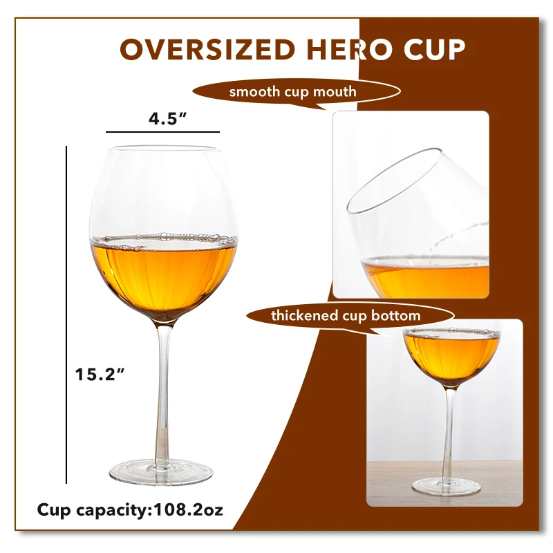 Copa de cerveza Extra grande de 3000ML, copa de vino, whisky, fiesta, copa de cerveza, regalo de cumpleaños y boda, copa de jugo de 108 Oz