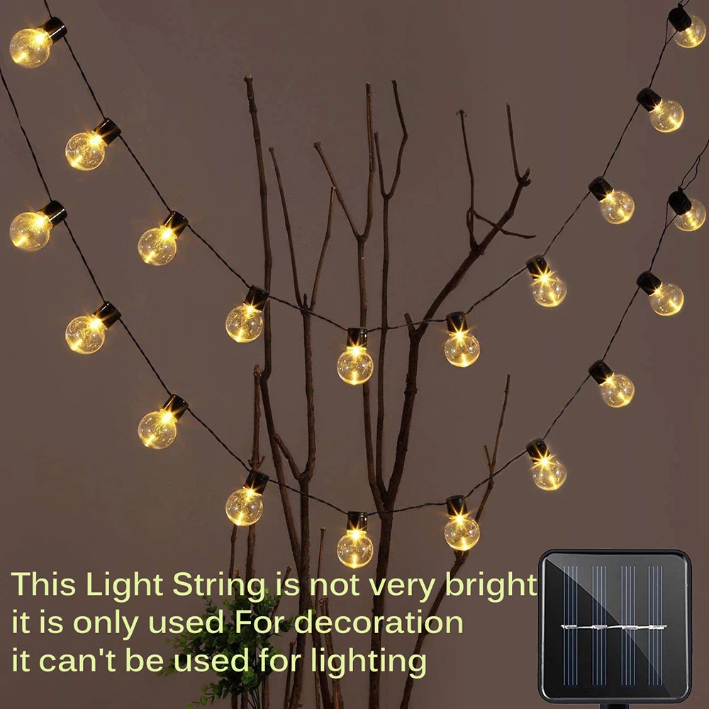 Guirnalda de luces LED solares para exteriores, guirnalda de luces de calle para Navidad, jardín, Camping, terraza, decoración de fiesta