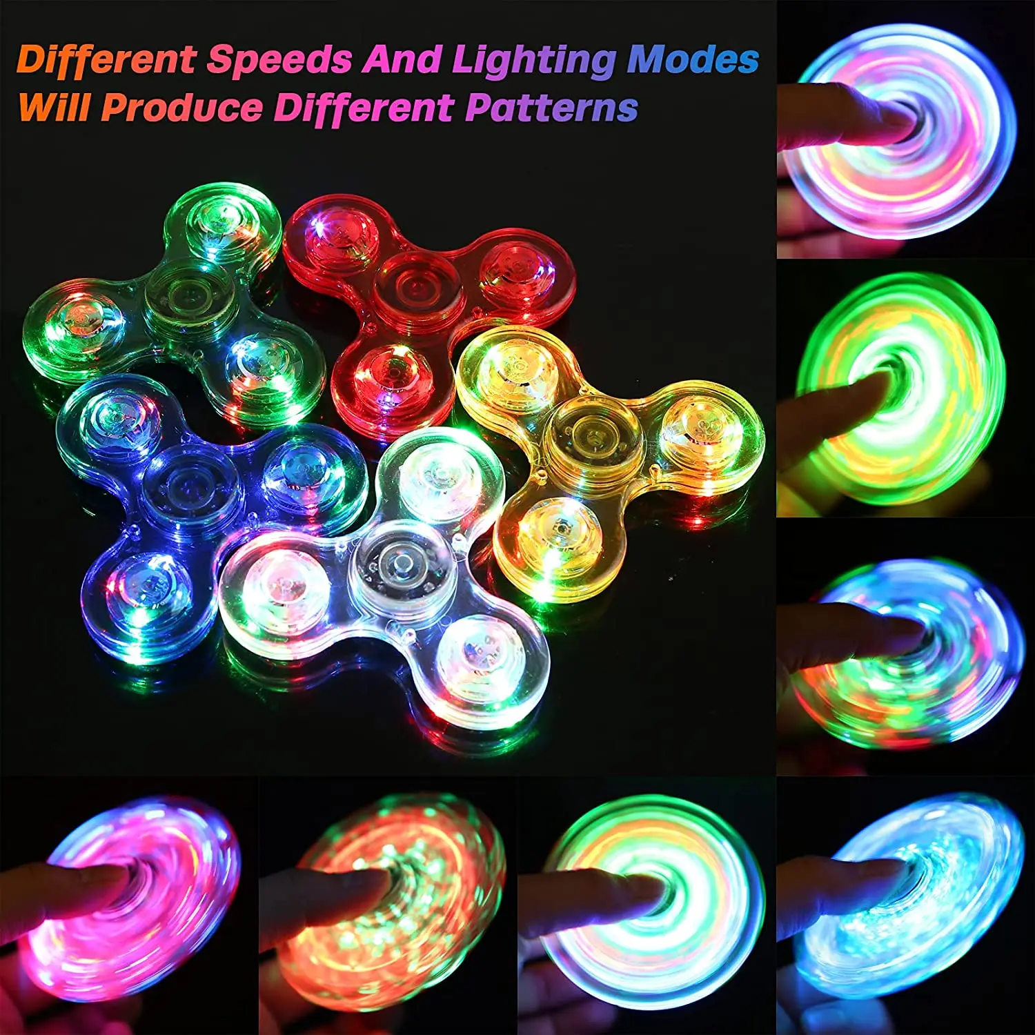 Fidget Spinner con luz LED, juguete luminoso para dedos, Spinner de mano, reducción de estrés y alivio de la ansiedad, recuerdos de fiesta para niños y adultos