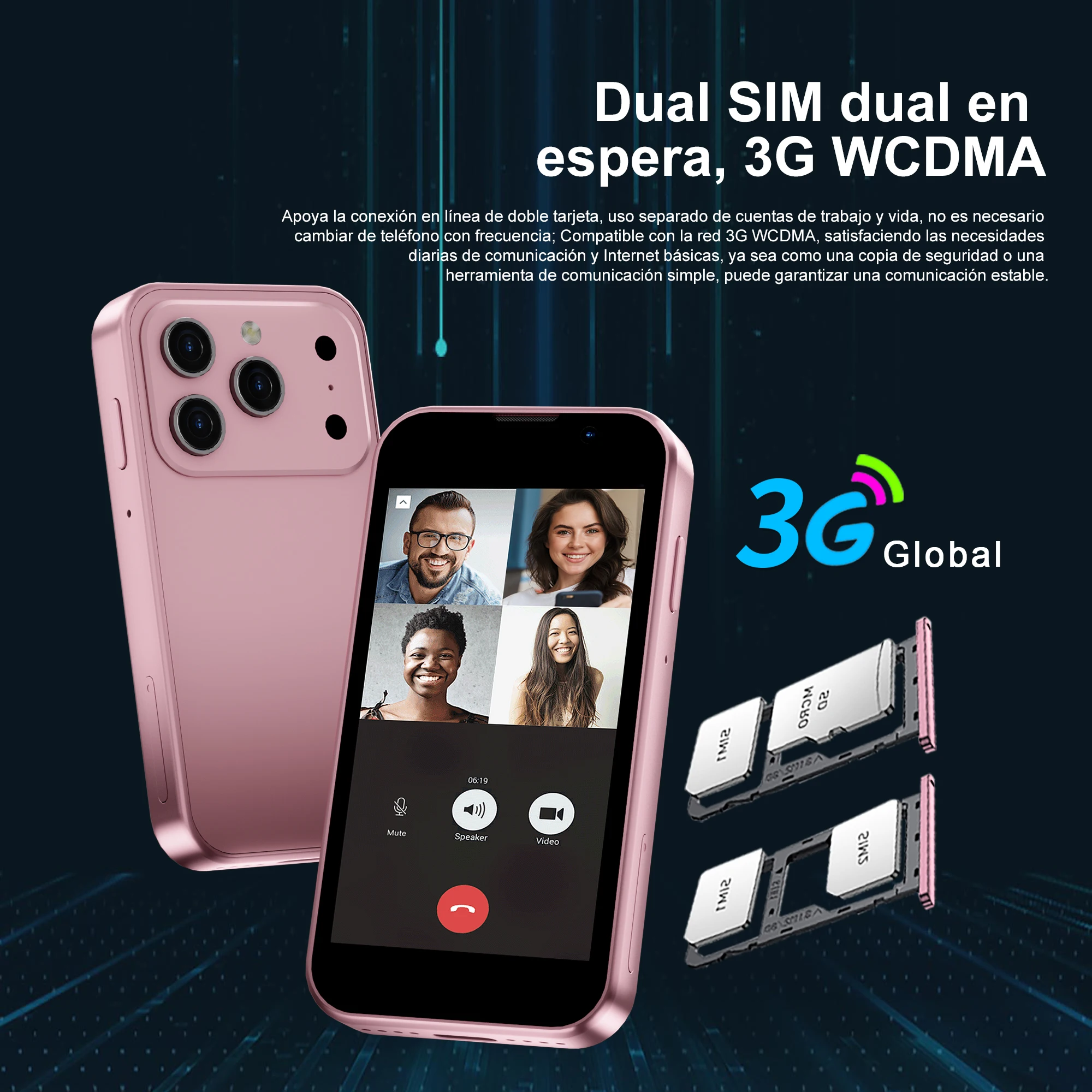 SERVO 17SE MINI 3G pequeño teléfono inteligente sistema Android Play Store 2GB + 16GB WhatsAPP GPS WiFi tarjeta SIM Dual 3,0 "pequeño teléfono móvil inteligente