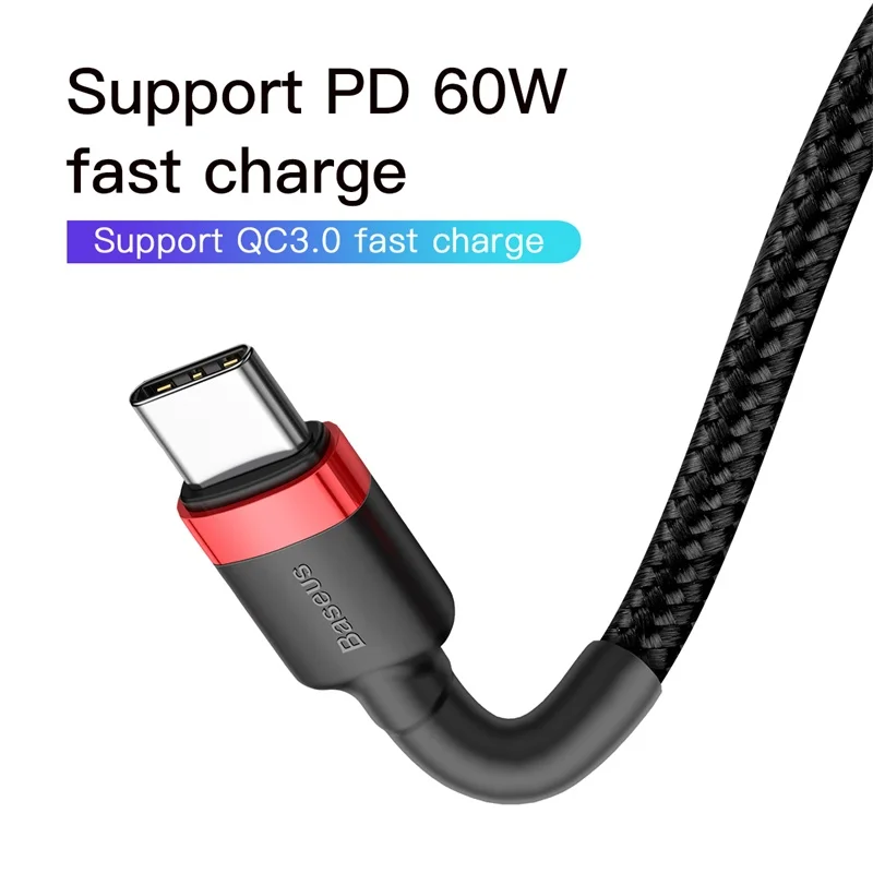 Cable Baseus USB C a USB tipo C para MacBook Pro Quick Charge 3,0 60W PD carga rápida para Samsung Xiaomi mi Cable de carga