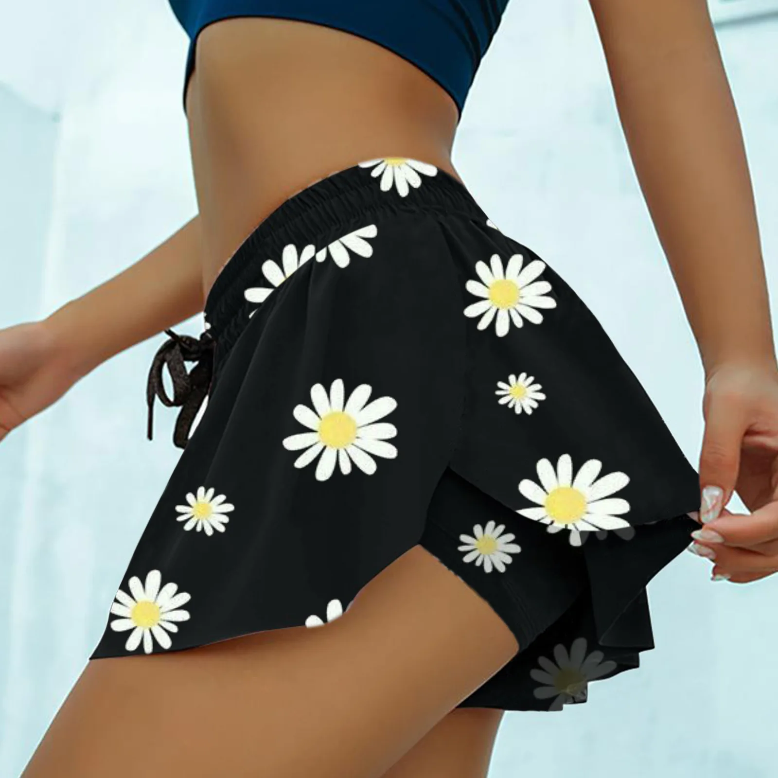 Falda corta deportiva con estampado de mariposa para mujer, falda interior de yoga, cintura alta elástica, Mini Hakama de Golf, Verano