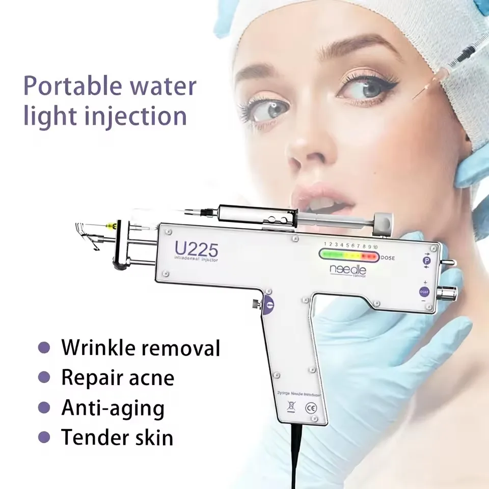 Pistola de Mesoterapia Portátil U225 de Acero Inoxidable y Plástico, Sin Agujas, Antienvejecimiento, Cristal para la Piel, Rejuvenecimiento Facial y del Cuero Cabelludo