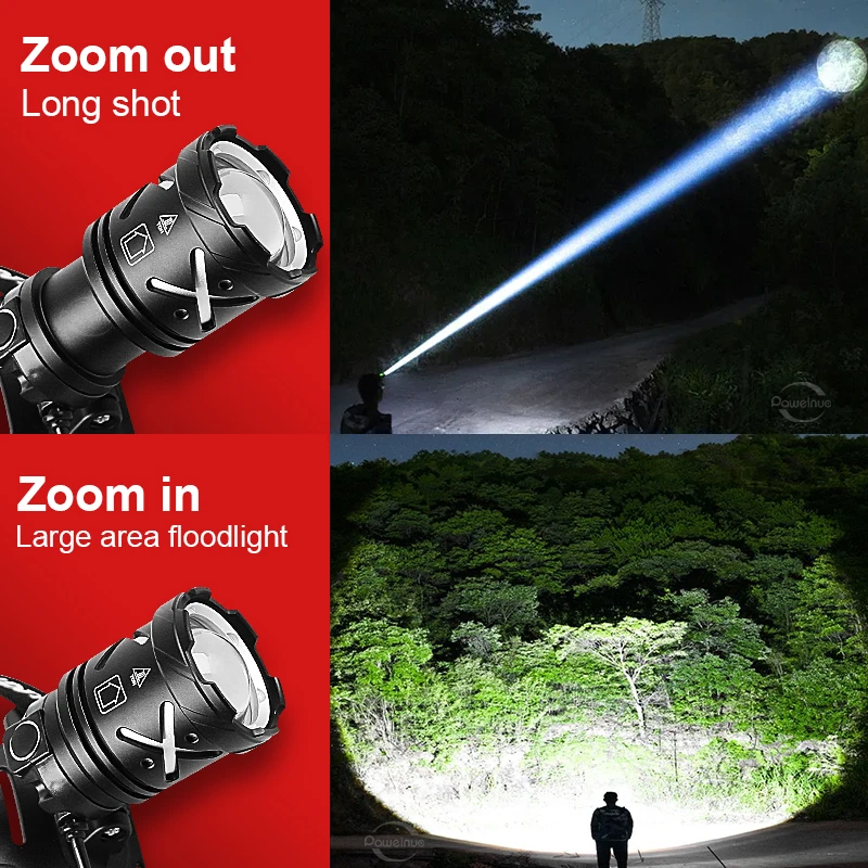 1000000 LM-linterna frontal más potente 18650, linterna LED recargable de alta potencia para cabeza de pesca, luz frontal profesional