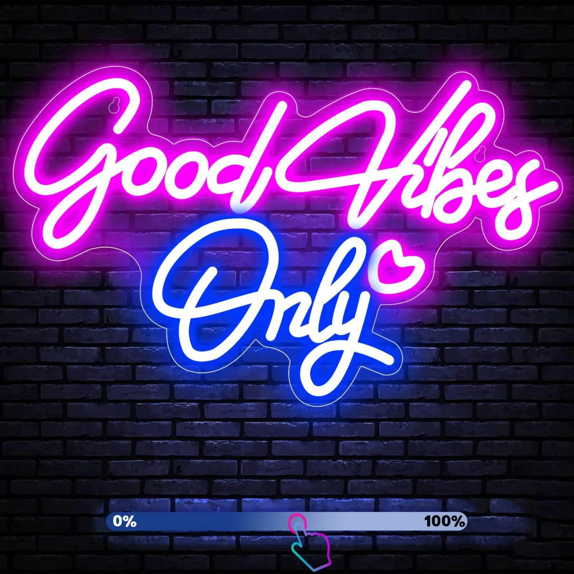 Good Vibes Only Letrero de neón para decoración de pared Luz LED para dormitorio alimentado por USB con interruptor regulable, letrero de luz de neón para dormitorio