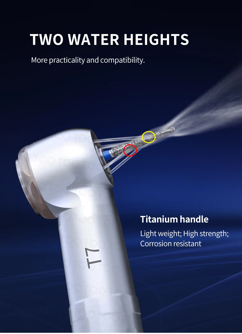 Instrumento Dental TOQ con Botón de Retracción Automática, Pieza de Mano de Alta Velocidad T7, Turbina de Aire con 4 Salidas de Agua, Cabezal de 2/4 Orificios