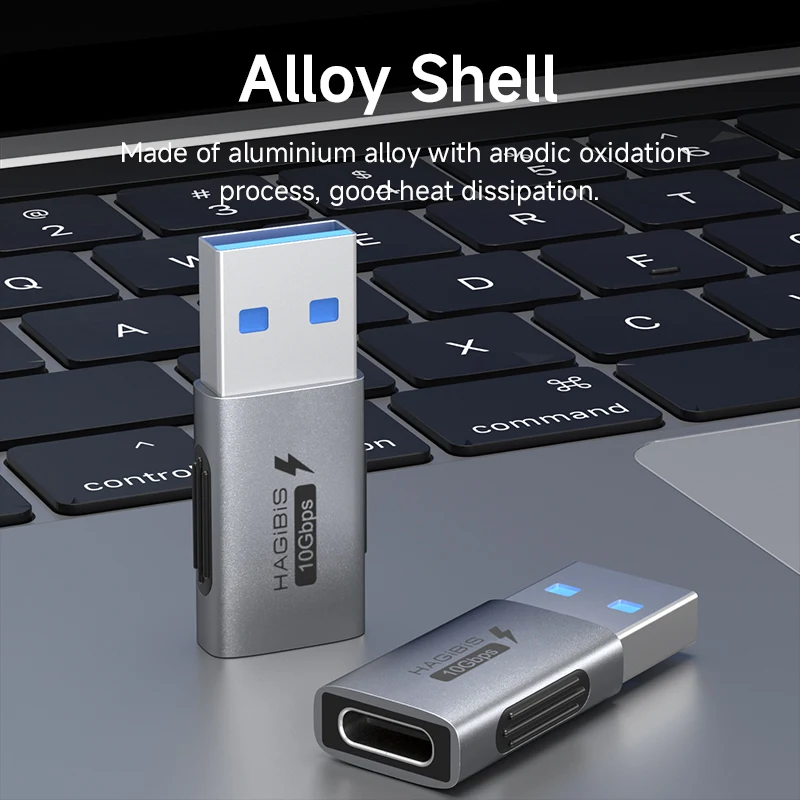 Hagibis USB A macho a USB C hembra adaptador 10Gbps transferencia de datos de alta velocidad 60W enchufe convertidor de carga rápida para tableta Macbook
