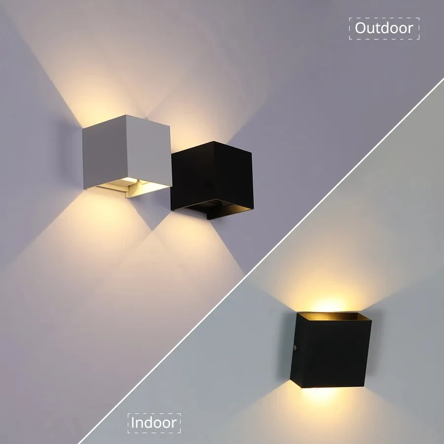 LED 6W/12W impermeable al aire libre IP65 luz de pared porche jardín lámpara de pared y interior dormitorio sala de estar decoración lámpara de iluminación