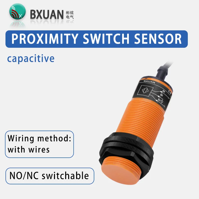 Sensor de Alimentación M30 12-24VDC/20-250VAC, Sensor de Proximidad Capacitivo, Sensor de Interruptor de 3 Cables CC y 2 Cables CA