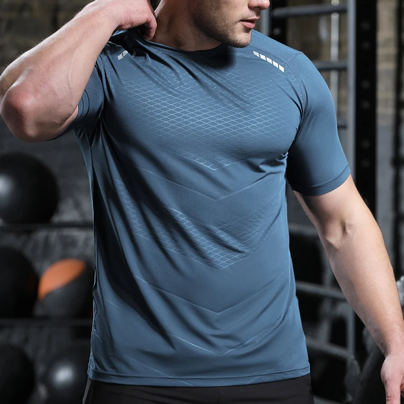 Camisetas finas de seda helada para hombre, Camiseta deportiva de manga corta para correr, sudadera de entrenamiento muscular para gimnasio, chándales ajustados de ajuste seco