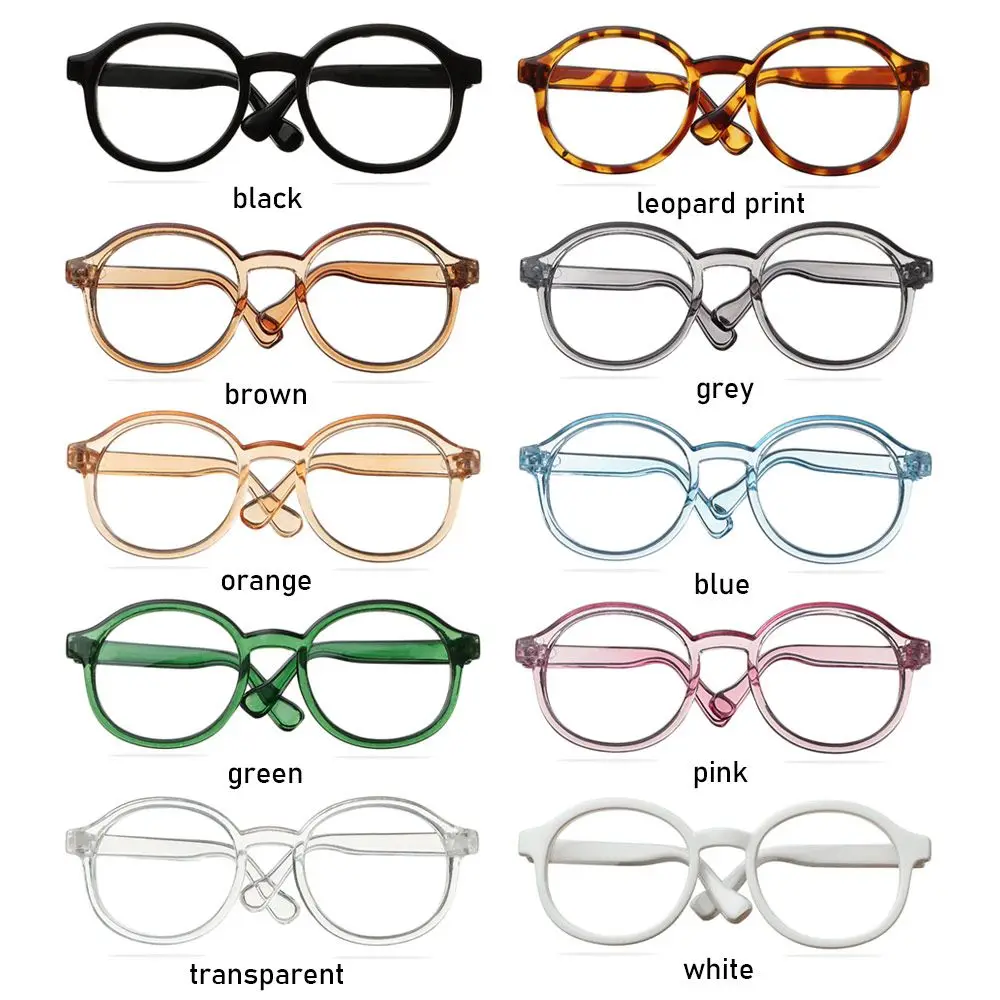 Gafas en miniatura con montura redonda de 9cm, lentes transparentes, estilo de gafas de Color caramelo para accesorios de muñeca Blythe, gafas de muñeco de peluche