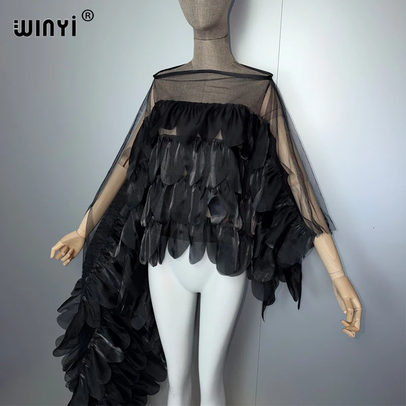 WINYI Capa de Verano Sexy para Mujer, Top de Manga Irregular, Monocolor, Poncho de Moda