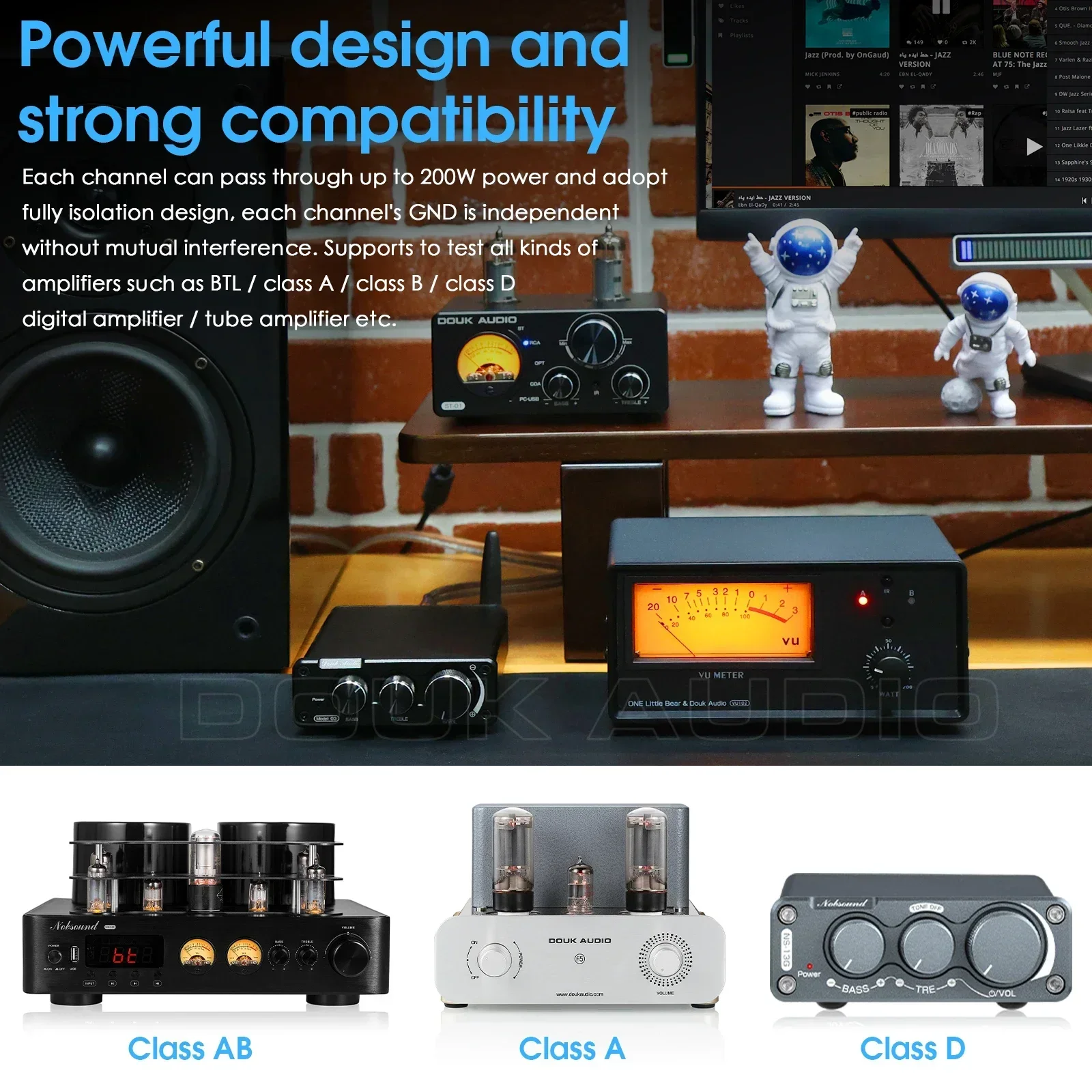 Douk Audio-caja de conmutación de Audio 1 en 2 salidas, Selector 2 en 1 para amplificador/altavoz con Control remoto IR, medidor VU