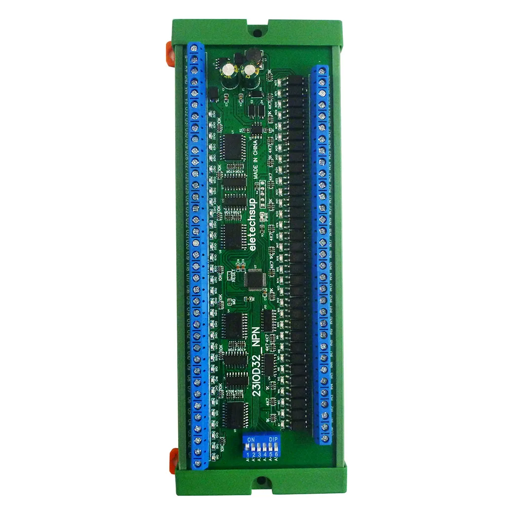 Placa de interruptor de Control remoto maestro-esclavo RS485 IO de 32 canales, entrada de aislamiento NPN/PNP, salida MOS de 300MA, módulo de expansión PLC Modbus RTU