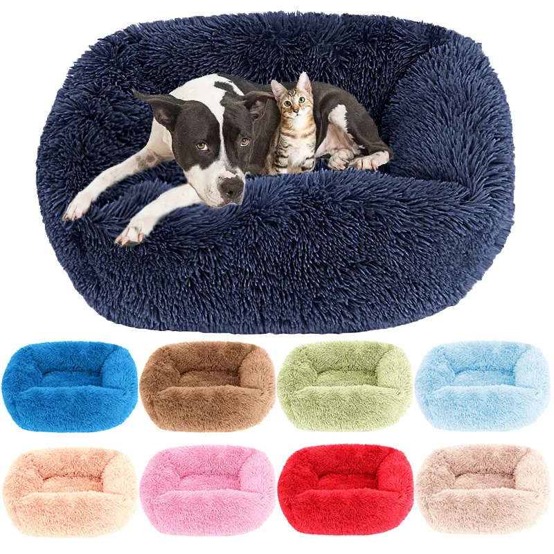 Cama de felpa para mascotas, sofá esponjoso, cestas, cojín grande, pequeño, perrera para cachorros y gatos